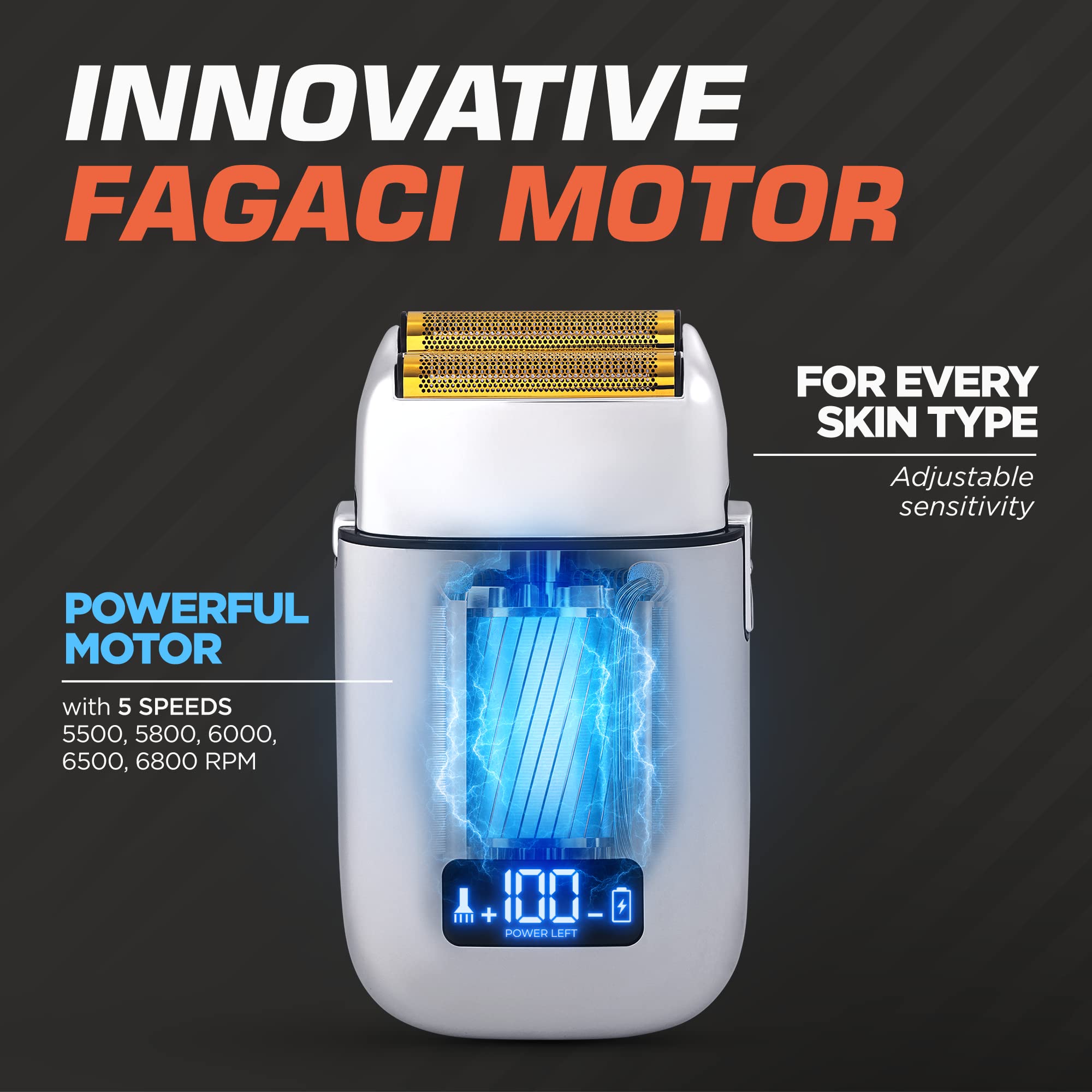 Fagaci 5 Speeds Double Foil Shavers For Men Professional Irritation Free, Close Clean Shaving Foil Razor, Electric Shavers For M